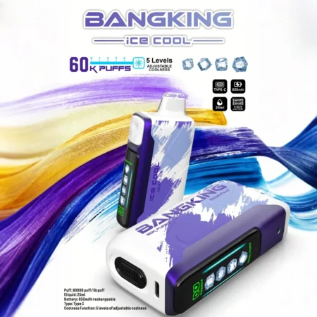 Bang King 60000 拋棄式電子煙｜LED 電量螢幕 × 五檔冰感控制｜大容量續航・多款口味 - 電子煙潮流商城